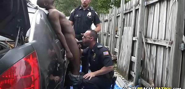  Car Thief is paying for his Sins with these Two White Male Cops with Huge Cocks.